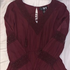 Small Maroon Long Sleeve Romper
